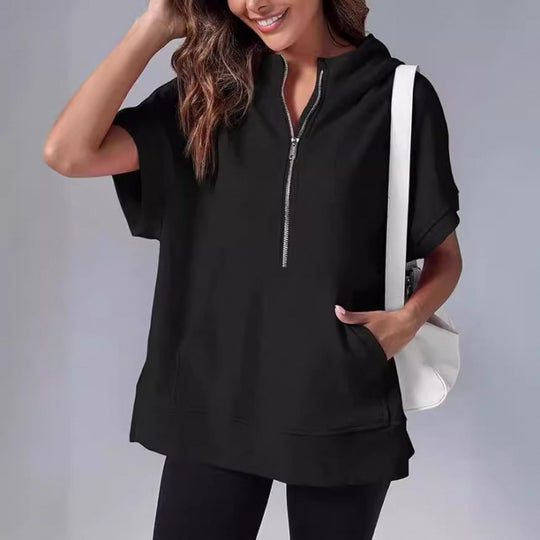 Damen Lässiger Kapuzenpullover mit Reißverschluss und praktischen Taschen EB