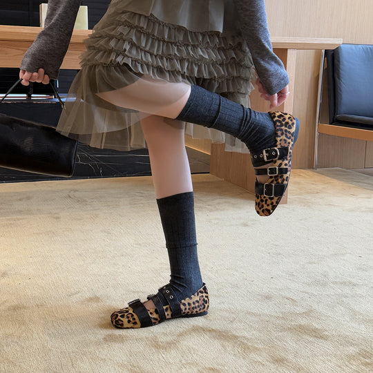 Damen elegante Mary Jane Schuhe mit modischem Riemen und Schnallen EB