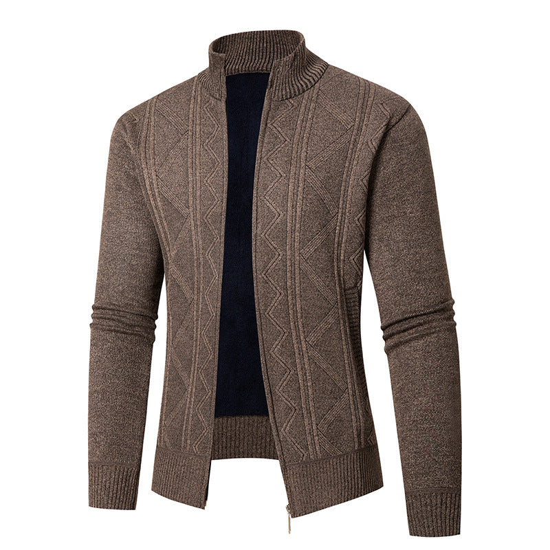 Herren Strickjacke mit eleganten Mustern und modernem Stehkragen EB