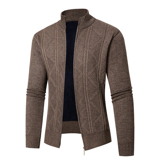 Herren Strickjacke mit eleganten Mustern und modernem Stehkragen EB