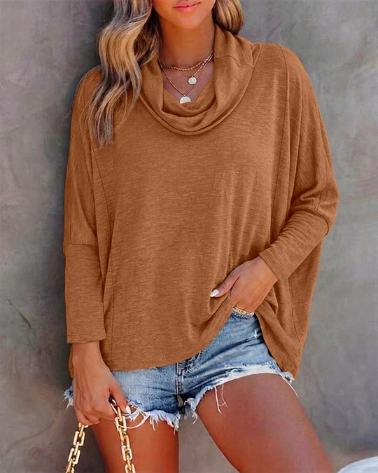 Damen Oversized Schalkragen-Longsleeve mit Fledermausärmeln EB