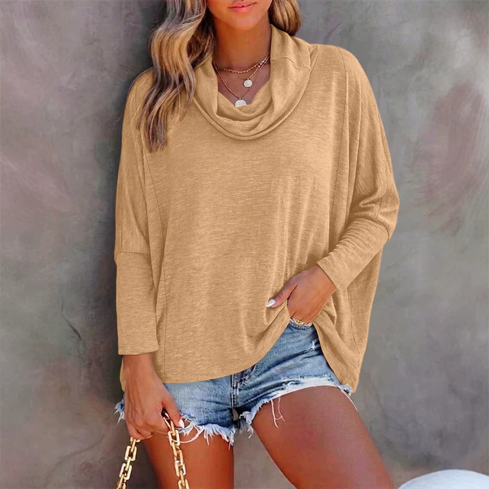 Damen Oversized Schalkragen-Longsleeve mit Fledermausärmeln EB