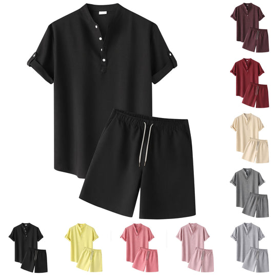 Damen Kurzarm Pyjama-Set aus atmungsaktivem Stoff mit elastischem Bund EB