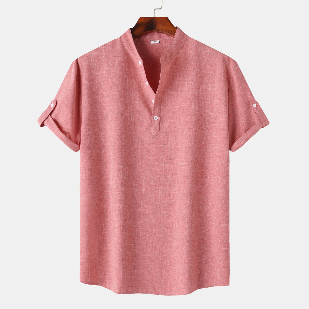 Herren Kurzarmhemd mit innovativem Henley-Ausschnitt und lässigem Design EB