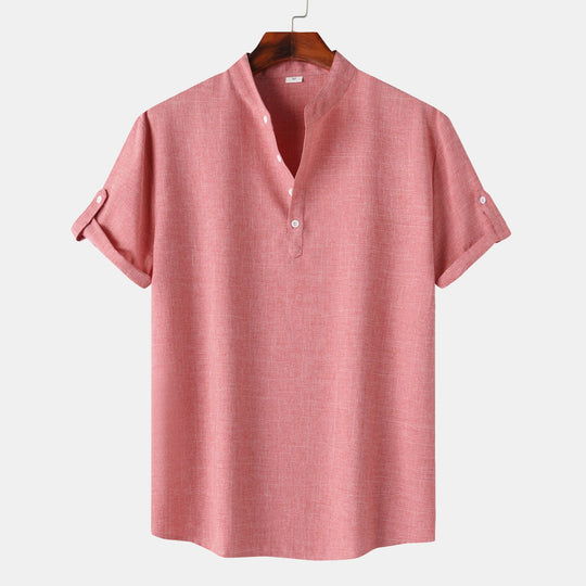 Herren Kurzarmhemd mit innovativem Henley-Ausschnitt und lässigem Design EB