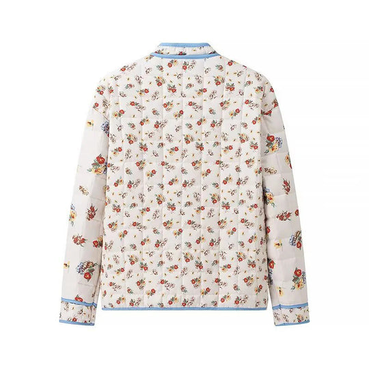 Damen Blumengestickte Steppjacke mit praktischen Taschen und modernem Schnitt EB