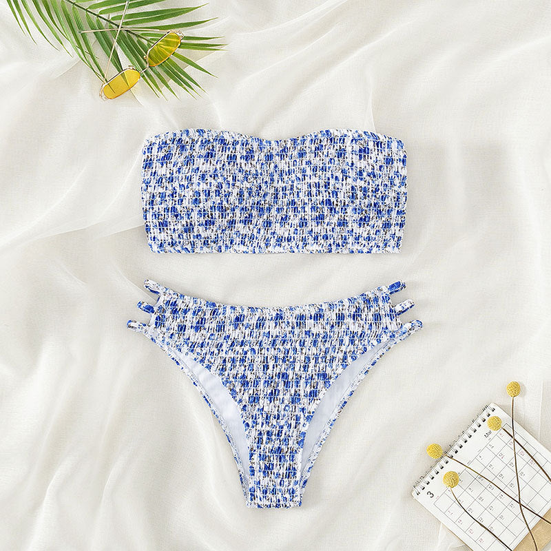 Damen Bandeau-Bikini mit modischem Knotendesign EB