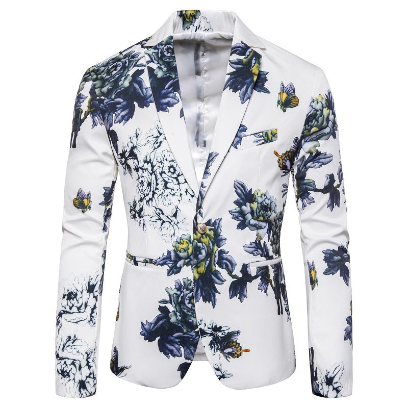 Herren eleganter Blazer mit floralen Mustern und strukturiertem Design EB