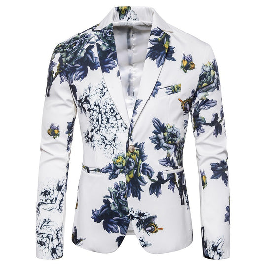 Herren eleganter Blazer mit floralen Mustern und strukturiertem Design EB