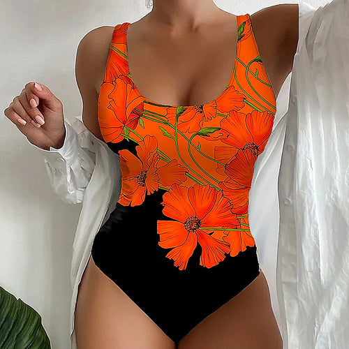 Damen Einteiler Badeanzug mit floralem Design EB