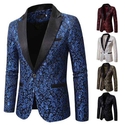 Herren eleganter Samtblazer mit kunstvollem Muster EB