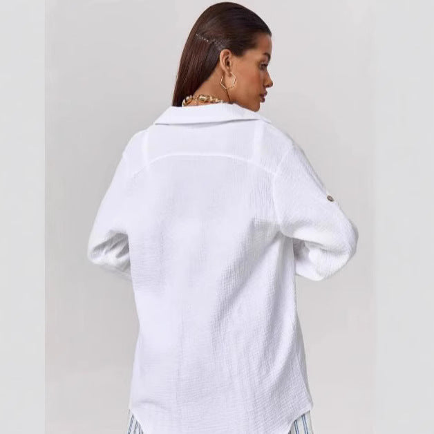 Damen lässige Sommerbluse mit Knopfdetail EB