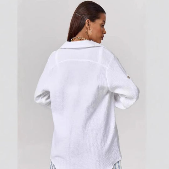 Damen lässige Sommerbluse mit Knopfdetail EB