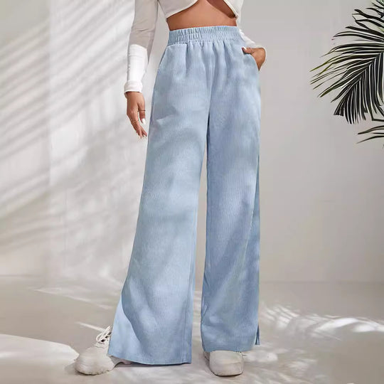 Damen Palazzo-Hose aus feinem Cordstoff mit seitlichen Schlitzen EB
