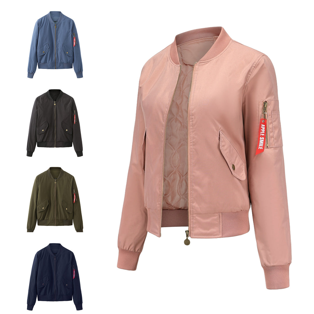 Damen modische Bomberjacke mit praktischen Seitentaschen und elastischen Bündchen EB