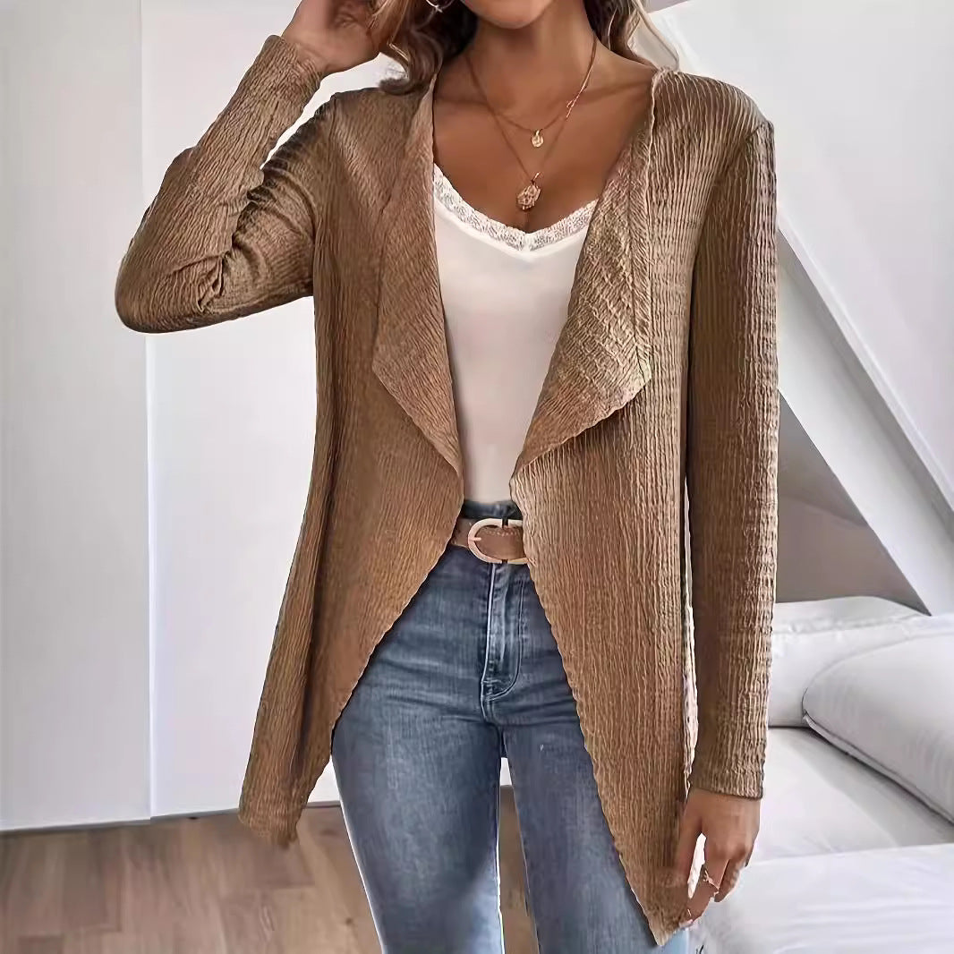 Damen eleganter Cardigan mit asymmetrischem Schnitt und strukturierter Oberfläche EB