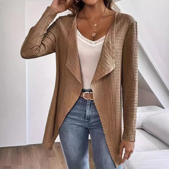 Damen eleganter Cardigan mit asymmetrischem Schnitt und strukturierter Oberfläche EB