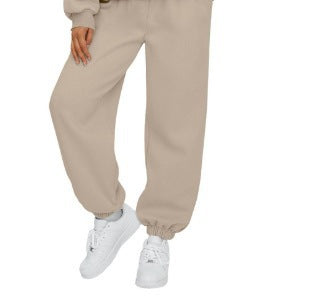 Damen nan lässige Jogginghose mit hohem Bund elastischen Knöchelabschlüssen und weichem Fleecefutter EB