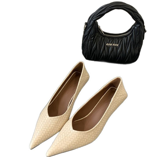 Damen elegante spitze Pumps mit geflochtenem Design und praktischem Komfort EB