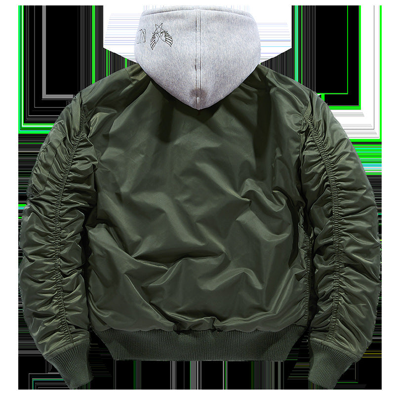 Herren Bomberjacke mit abnehmbarer Kapuze und praktischen Taschen EB