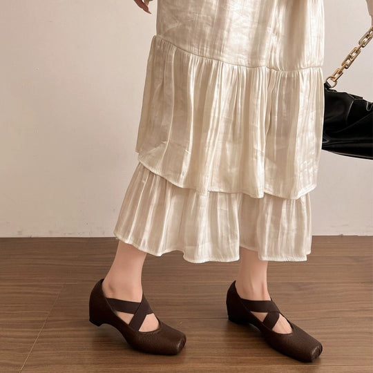 Damen Elegante Ballerinas mit dehnbarem Überkreuz-Riemen EB