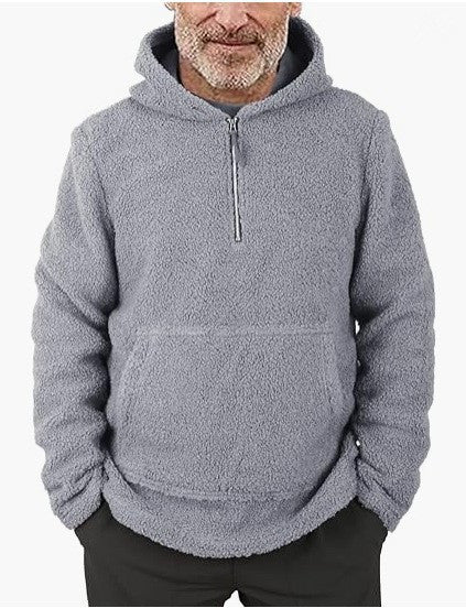 Herren kuscheliger Fleece-Pullover mit halbem Reißverschluss EB