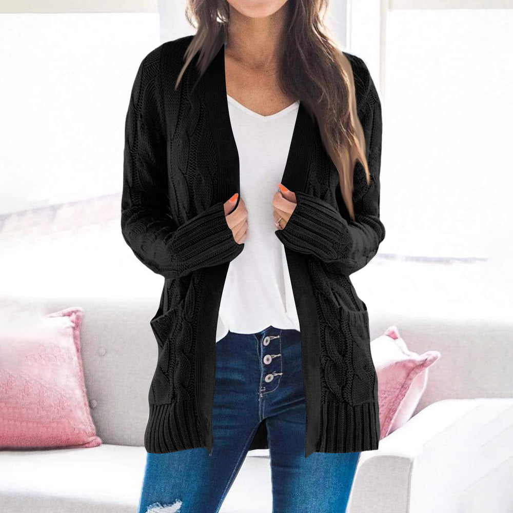 Damen Grobstrickjacke mit modernen Zopfmustern und praktischen Taschen EB
