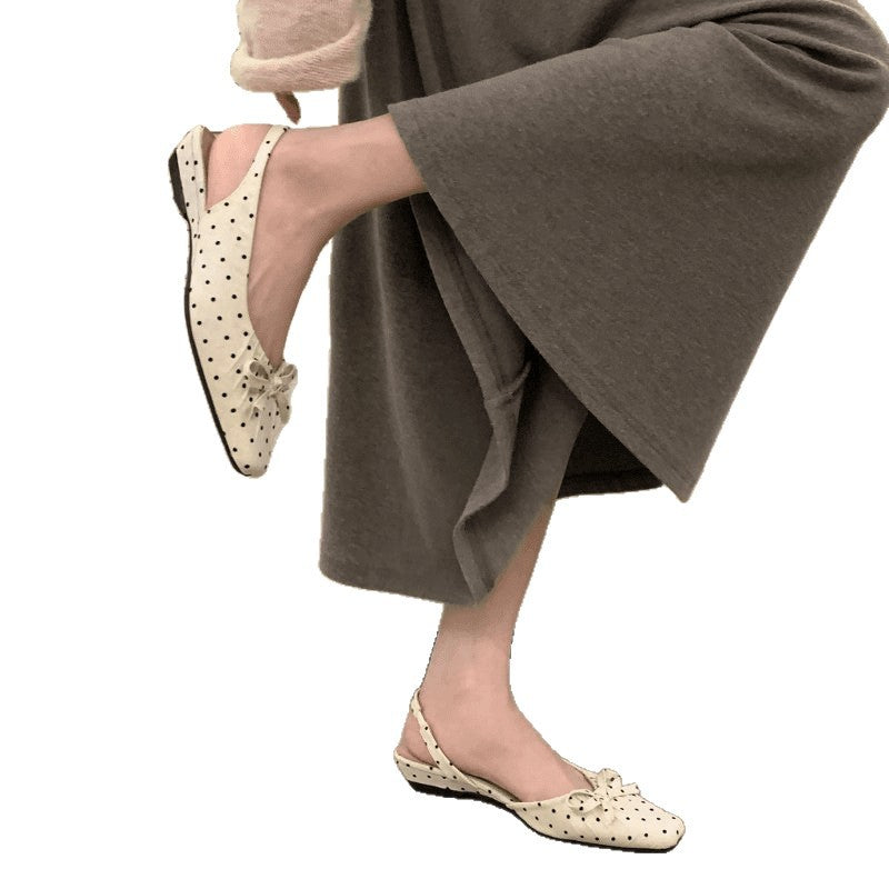 Damen Slingback-Ballerinas mit niedlichem Punktedesign und verstellbarem Riemen EB