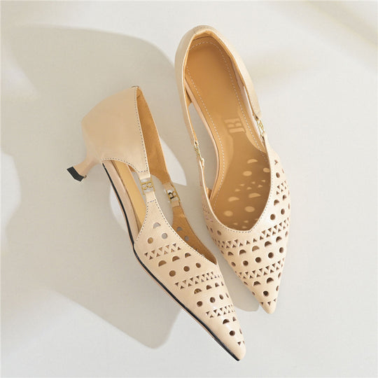 Damen spitze Slingback-Pumps mit dekorativer Perforierung EB