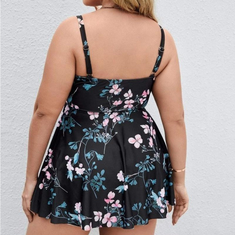 Damen Sportliches Tankini-Set mit floralem Oberteil und Shorts EB
