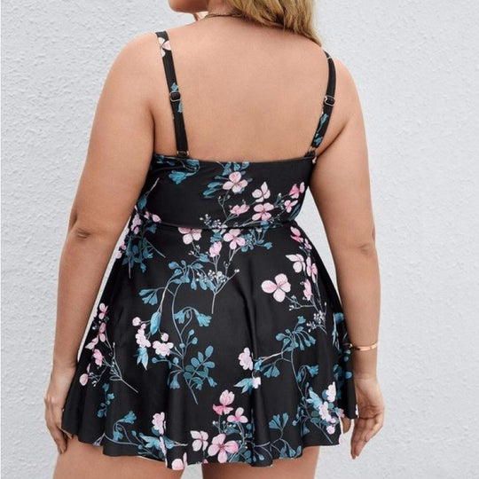 Damen Sportliches Tankini-Set mit floralem Oberteil und Shorts EB