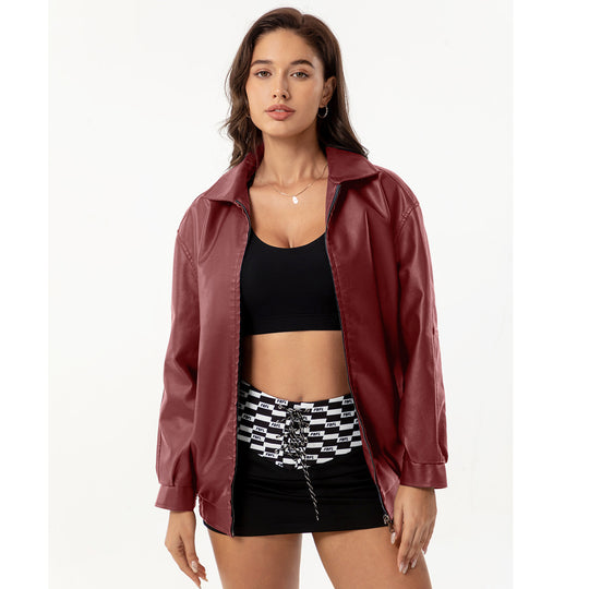 Damen lässige Satinjacke mit modernem Schnitt und praktischen Taschen EB
