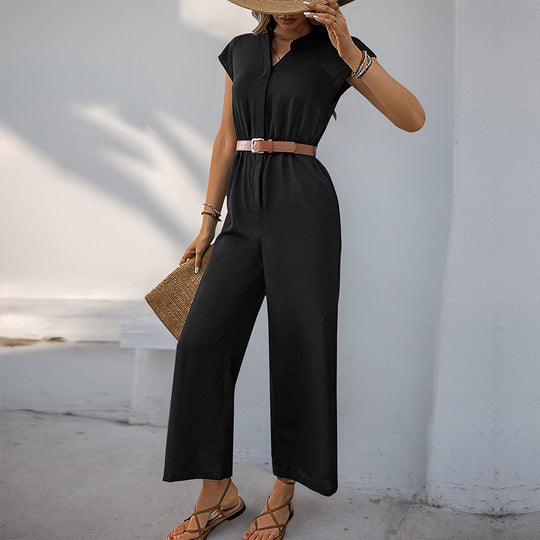 Damen Jumpsuit mit weichem Material und tailliertem Schnitt Heidi-Mode