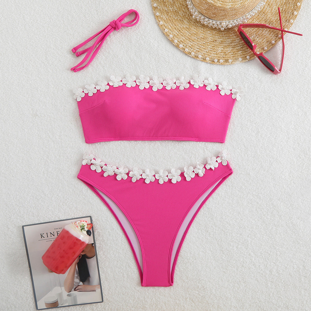 Damen Bandeau-Bikini mit floralen Akzenten EB