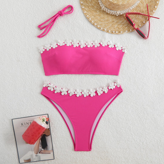 Damen Bandeau-Bikini mit floralen Akzenten EB