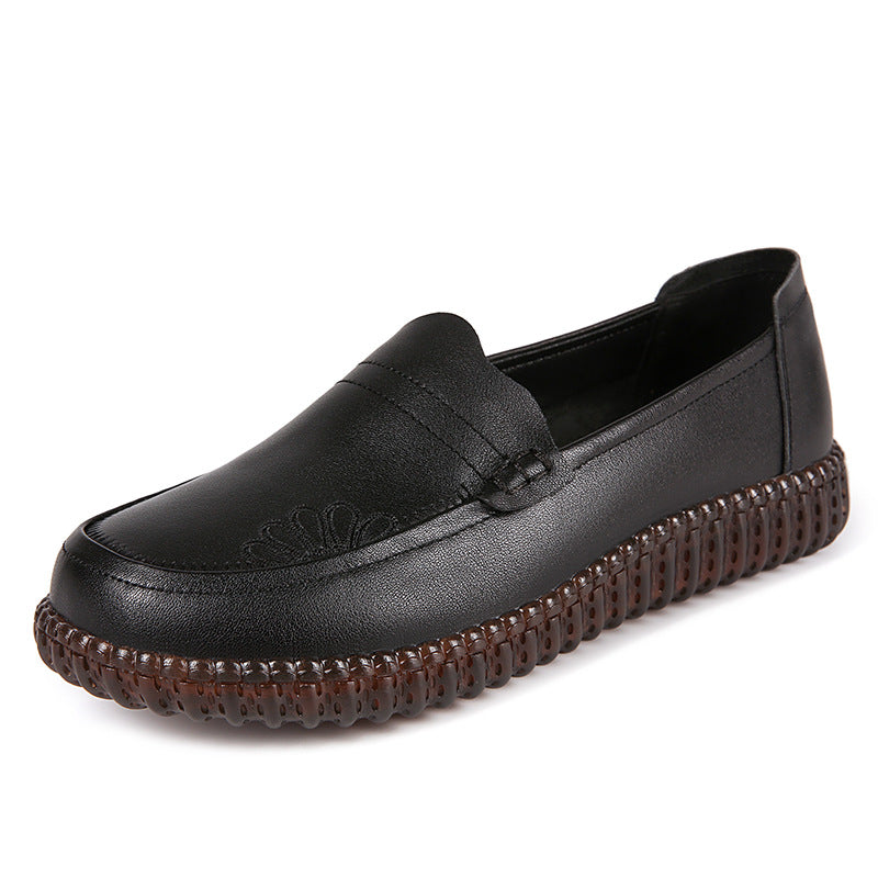 Damen Mokassins aus hochwertigem Leder mit rutschfester Sohle und elastischen Einsätzen EB