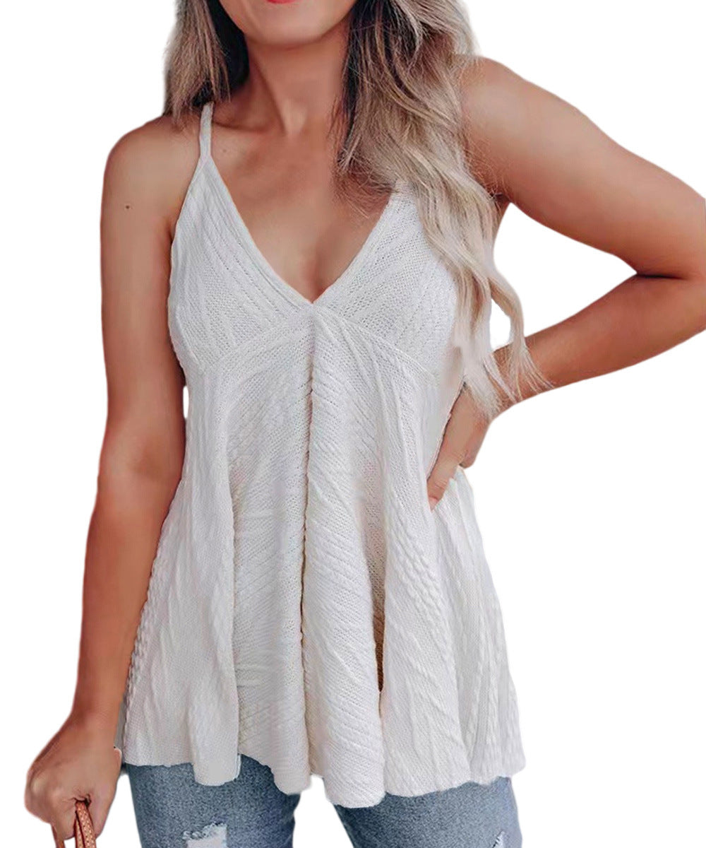 Damen lässiges Volant-Top mit V-Ausschnitt EB