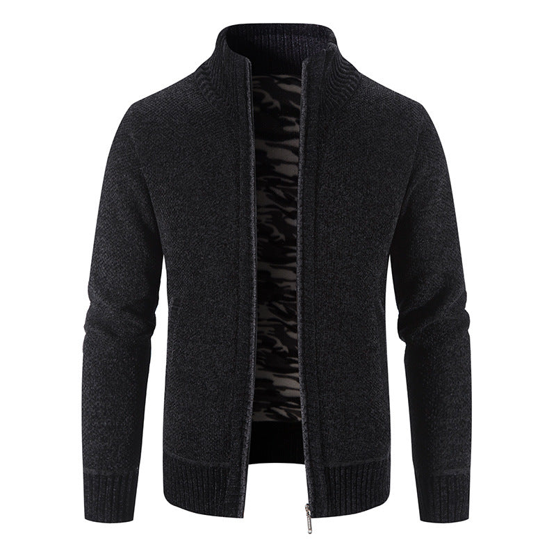 Herren Strickjacke mit hohem Kragen und praktischen Reißverschlusstaschen EB
