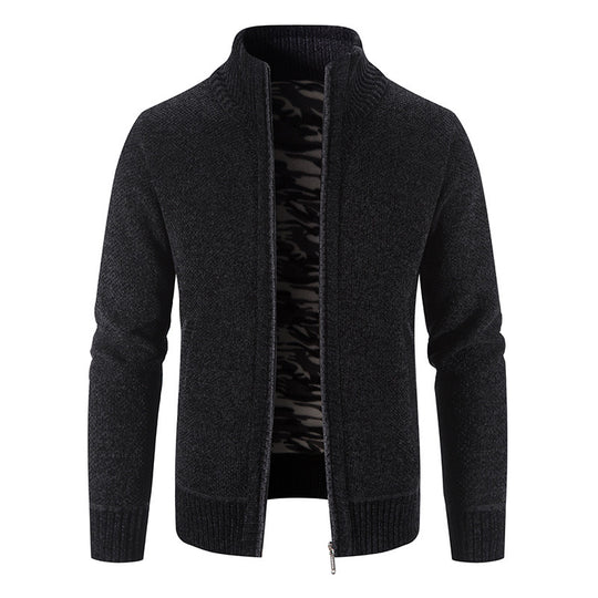 Herren Strickjacke mit hohem Kragen und praktischen Reißverschlusstaschen EB