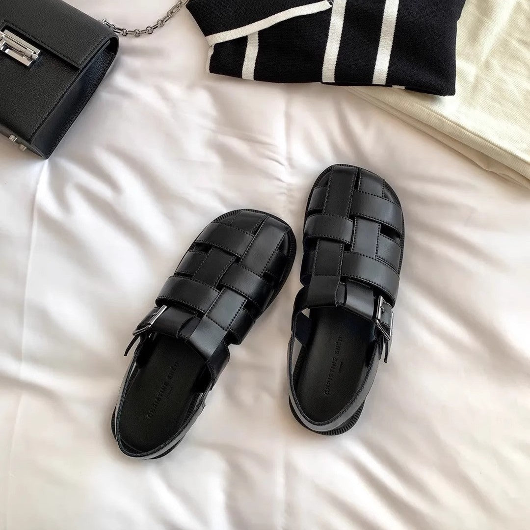 Damen komfortable Riemchen-Sandalen mit robustem Sohlenprofil und verstellbarem Schnallenverschluss EB