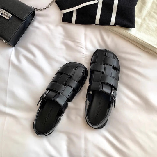Damen komfortable Riemchen-Sandalen mit robustem Sohlenprofil und verstellbarem Schnallenverschluss EB