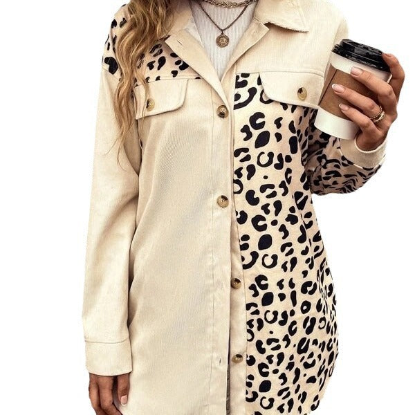 Damen Overshirt mit trendigem Leopardenmuster und komfortabler Passform EB