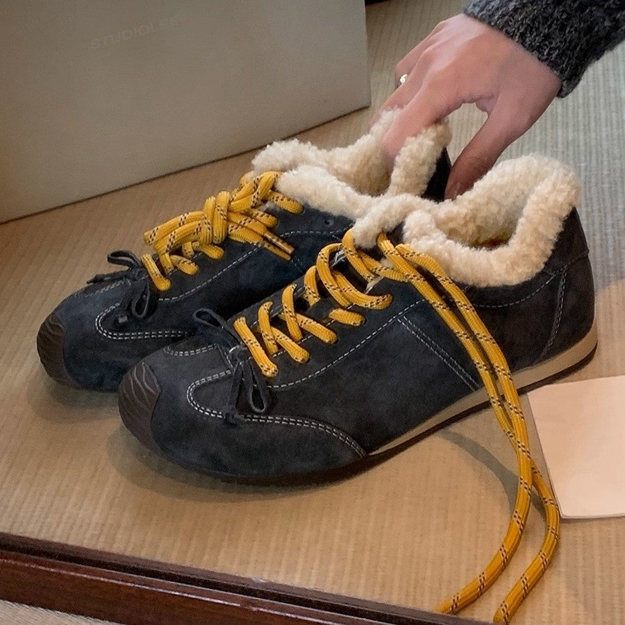 Damen Sportliche Winter-Sneaker mit kuscheligem Kunstfellkragen und rutschfester Sohle EB