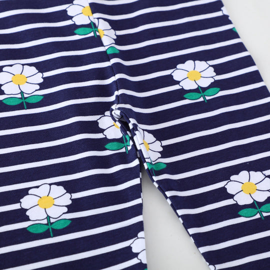 Mädchen Leggings mit floralem und gestreiftem Design EB