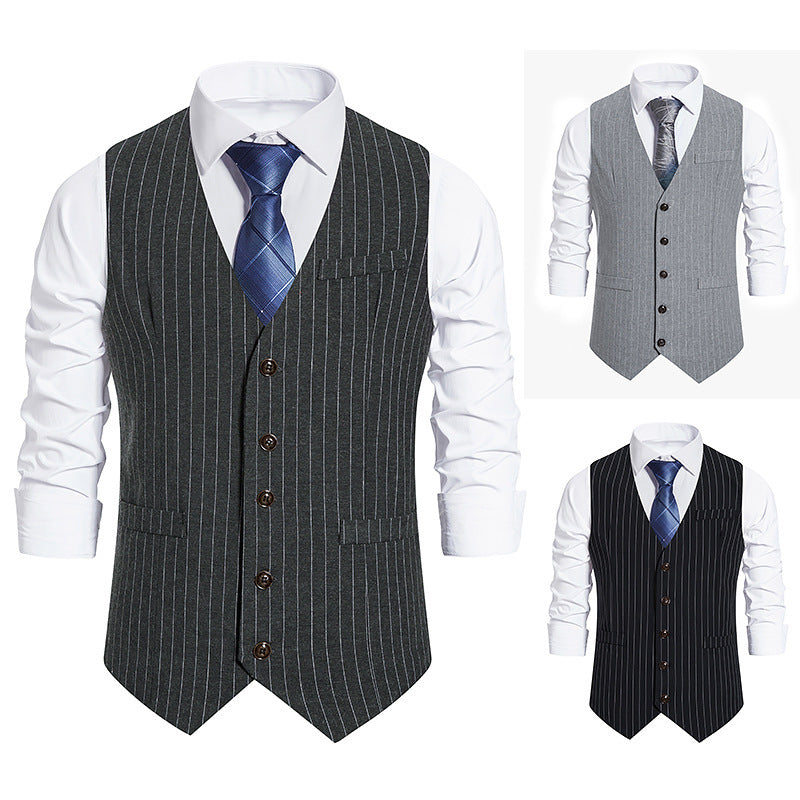 Herren elegante Anzugweste mit feinem Nadelstreifen und praktischen Taschen EB