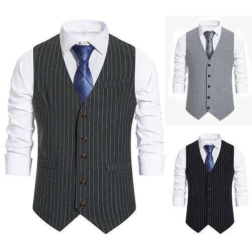 Herren elegante Anzugweste mit feinem Nadelstreifen und praktischen Taschen EB