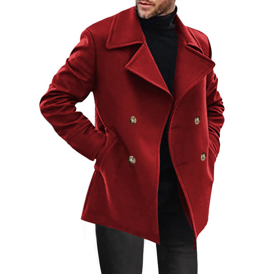 Herren Designer Wollmantel mit doppelter Knopfleiste EB
