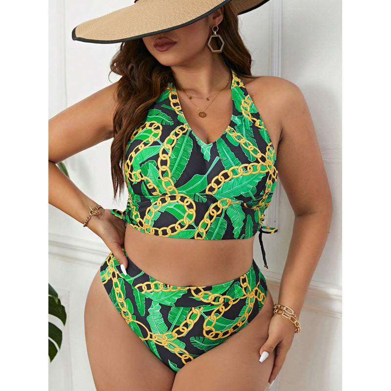 Damen Triangel-Bikini mit modischem Ketten-Design und seitlichen Raffungen EB