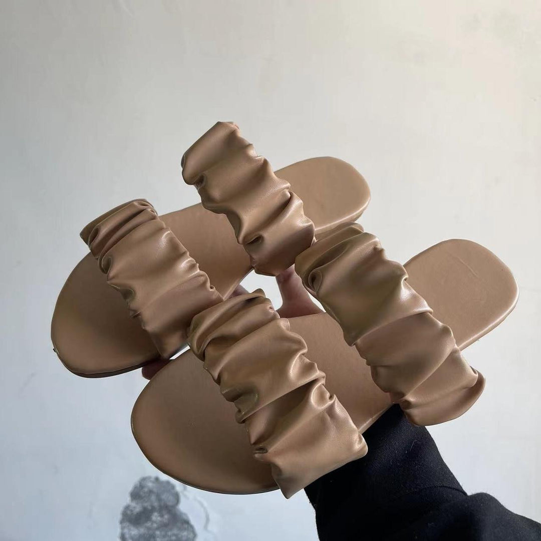 Damen komfortable Riemchensandalen mit elegantem Rüschendesign EB