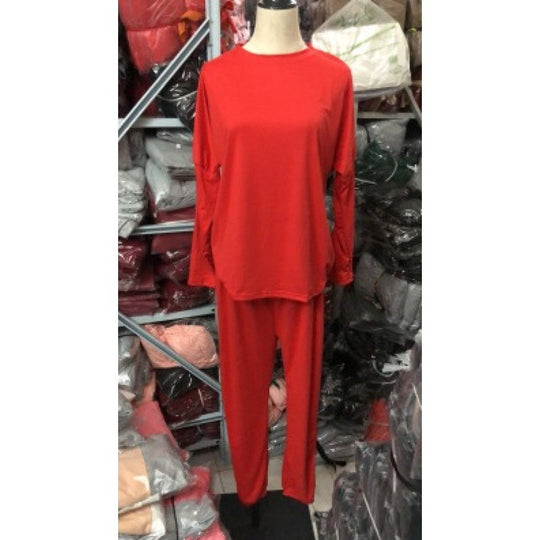 Damen Lässiges Lounge-Set mit Rundhalsausschnitt, Kordelzug-Hose und Bündchen EB